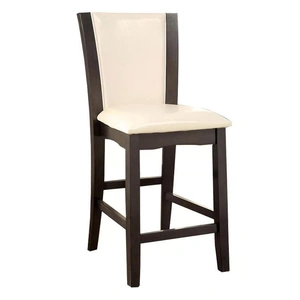 Furniture of America Manhattan III Leatherette Counter Stool with Wood Base, Set of 2, Gray/White