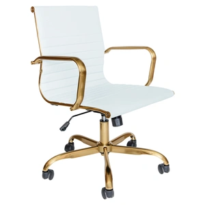 LeisureMod Hairs Leatherette Office Chair, Gold Base