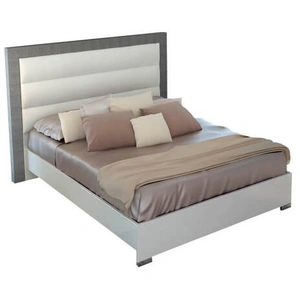 ESF Furniture Mangano Ecoleather Bed, White/Grey
