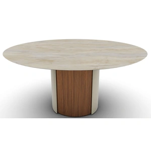 Calligaris Yoroi W55.1-inch Ceramic/Metal/Wood Customizable Round Dining Table