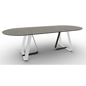 Calligaris Sunshine W98.4-inch Ceramic/Metal Customizable Oval Dining Table