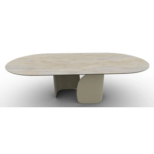 Calligaris Twins W98.4-inch Ceramic/Metal Customizable Oval Dining Table