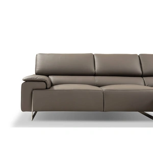 J&M Furniture I794 Premium Leather/Wood Sectional Sofa, Grey