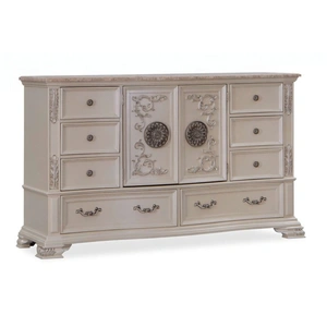 Cosmos Furniture Santa Monica Dresser with 8 Drawers and 2 Doors, Pearl White
