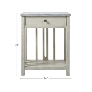 Universal Furniture Wood Stone Top Bedside Table w/Drawer, Sandbar