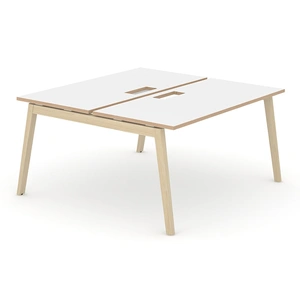 NARBUTAS Nova Wood Melamine D56.7-inch Office 2-Desk Bench w/2 Grommets