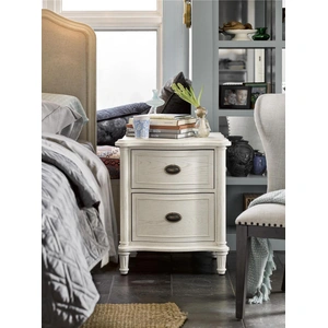 Universal Furniture Amity Wood Nightstand w/2 Drawers, Cotton