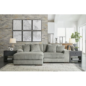 Ashley Furniture WRS Lindyn 2-Piece Polyester L-Shaped Sectional Sofa w/Left Arm Chaise Facing, Fog