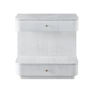 Universal Furniture Paris Stone Top Wood Nightstand w/2 Drawers, Blanc Sycamore