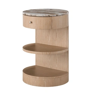 Universal Furniture Breeze Wood Stone Top Nightstand w/Drawer, White Oak