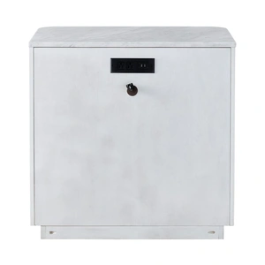Universal Furniture Paris Stone Top Wood Nightstand w/2 Drawers, Blanc Sycamore
