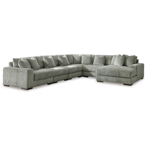 Ashley Furniture Lindyn 6-Piece Polyester U-Shaped Sectional Sofa w/Right Arm Chaise Facing