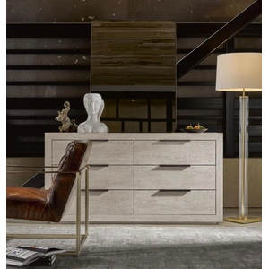 Universal Furniture Huston Wood Double Dresser w/6 Drawers in Quartz