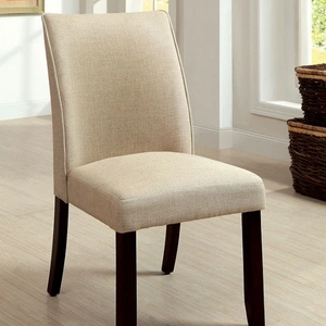 Furniture of America Cimma Fabric Dining Side Chair, Set of 2 in Ivory