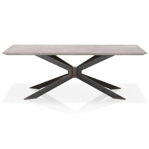 Essentials For Living Industry Rectangle Dining Table, Ash Grey & Distressed Black