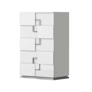J&M Furniture Infinity Premium Wood Veneer 5-Drawer Chest, White