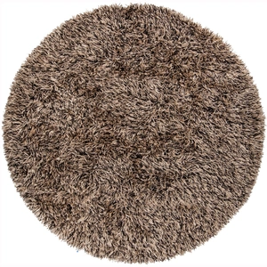 Chandra Iris Polyester Round Hand-woven Rug, 7'9-inch, Taupe/Beige/Black