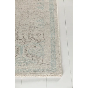 Chandra Isla Wool Rectangular Hand-knotted Rug, White/Blue/Grey