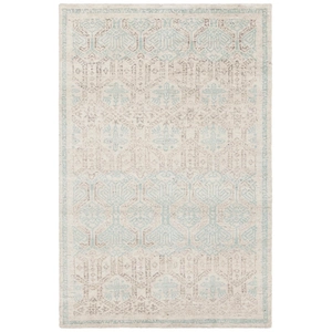 Chandra Isla Wool Rectangular Hand-knotted Rug, White/Blue/Grey