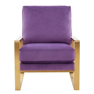 LeisureMod Jefferson Velvet Design Accent Armchair, Purple