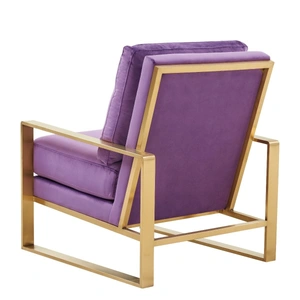 LeisureMod Jefferson Velvet Design Accent Armchair, Purple