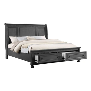 Galaxy Home Furnishings Jackson Wood Veneer King Size Bed with Storage Drawers, Gray