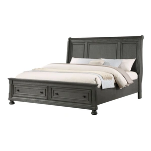 Galaxy Home Furnishings Jackson Wood Veneer King Size Bed with Storage Drawers, Gray