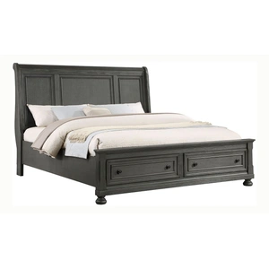 Galaxy Home Furnishings Jackson Wood Veneer King Size Bed with Storage Drawers, Gray