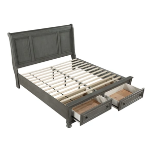 Galaxy Home Furnishings Jackson Wood Veneer King Size Bed with Storage Drawers, Gray