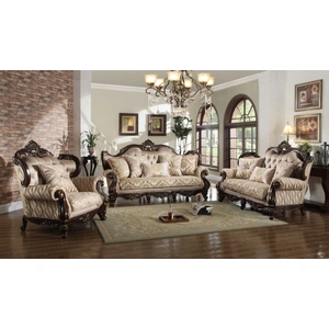 Cosmos Furniture Jade Fabric Living Room Set, Champagne/Cherry