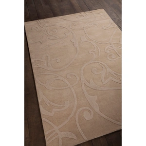 Chandra Jaipur Wool Rectangular Hand-woven Rug, Beige