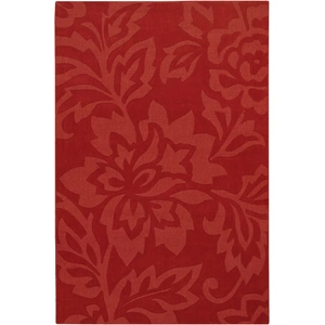 Chandra Jaipur Wool Rectangular Hand-woven Rug, Red