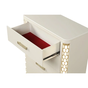 Galaxy Home Furnishings Jasmine 5-Drawer Wood Veneer Chest w/LED Lighting, Cream