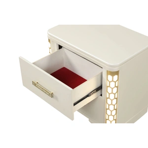 Galaxy Home Furnishings Jasmine Wood Veneer Nightstand with LED Lighting in Cream