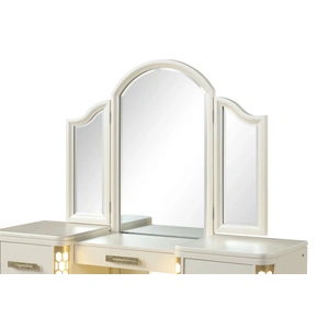 Galaxy Home Furnishings Jasmine 5-Drawer Wood Veneer Vanity Set with LED Lighting, Cream