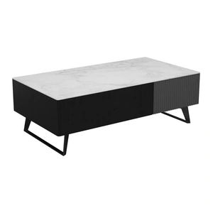 Beverly Hills Furniture Jax Storage Coffee Table with Carrera Style Porcelain Top