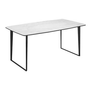 Beverly Hills Furniture Jax Carrera Style Porcelain Top Dining Table with Metal Legs, White/Matte Black 