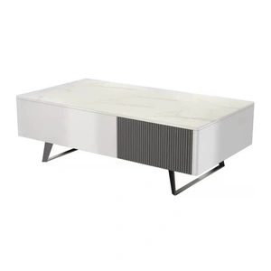 Beverly Hills Furniture Jax Storage Coffee Table with Carrera Style Porcelain Top