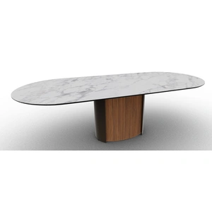 Calligaris Yoroi W98.4-inch Ceramic/Metal/Wood Customizable Oval Dining Table