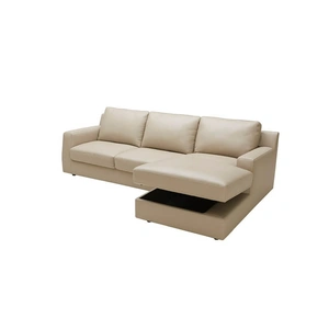 J&M Furniture Jenny Premium Leather Sectional Sleeper Sofa, Beige