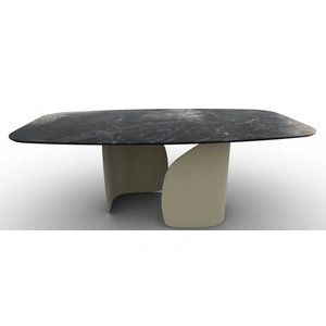 Calligaris Twins W78.7-inch Ceramic/Metal Customizable Elliptical Dining Table