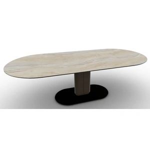 Calligaris Cameo W98.4-inch Ceramic/Metal/Wood Customizable Oval Dining Table