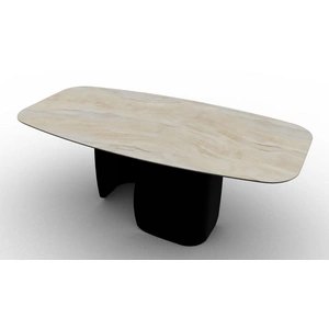 Calligaris Twins W78.7-inch Ceramic/Metal Customizable Elliptical Dining Table