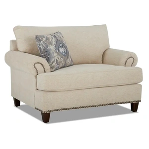 Klaussner Alexa Fabric Chair w/Nailheads, Beige