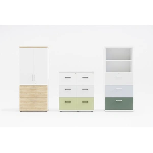 MDD Office Furniture Standard Office Lockable H72.2-inch File Cabinet w/3 Drawers & 2 Open Shelves