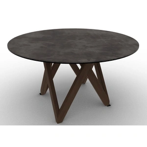 Calligaris Cartesio W62.9-inch Ceramic/Metal/Wood Customizable Round Dining Table