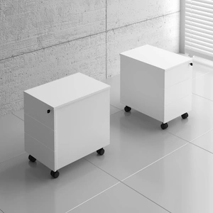 MDD Office Furniture Basic Office Lockable Handleless Mobile Pedestal w/3 Drawers & Pencil Tray