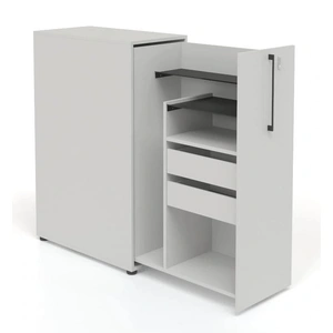 NARBUTAS Boxi Office Lockable Storage Tower w/1 Shelf, 2 Metal Shelves & 2 Small Drawers