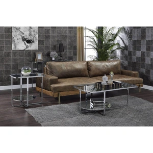 ACME Hollo Mirrored Glass/Metal Rectangular End Table, Chrome