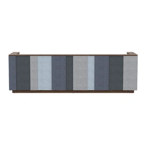 NARBUTAS Domino 142-inch U-Shaped Reception Unit w/Hard & Upholstered Panels, 2 Q-ACTIVE Sit-Stand Desks